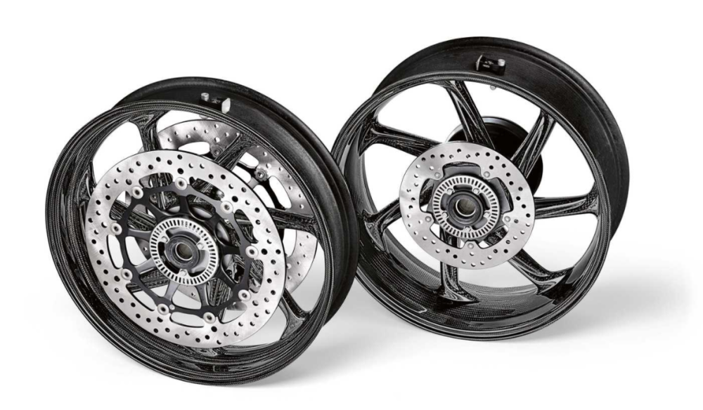 Bộ vành sợi carbon dành cho BMW S1000RR với trang bị sẵn bộ đĩa phanh dày 5 mm, vòng cảm biến ABS, vòng bi trục và van kiểm soát áp suất lốp Bộ vành sợi carbon dành cho BMW S1000RR với trang bị sẵn bộ đĩa phanh dày 5 mm, vòng cảm biến ABS, vòng bi trục và van kiểm soát áp suất lốp