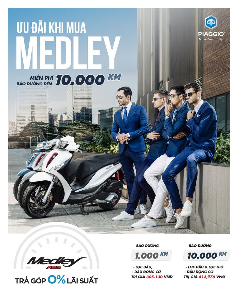 Từ nay đến hết 31/12/2020, khách hàng sẽ nhận được nhiều ưu đãi khi mua Piaggio Medley.