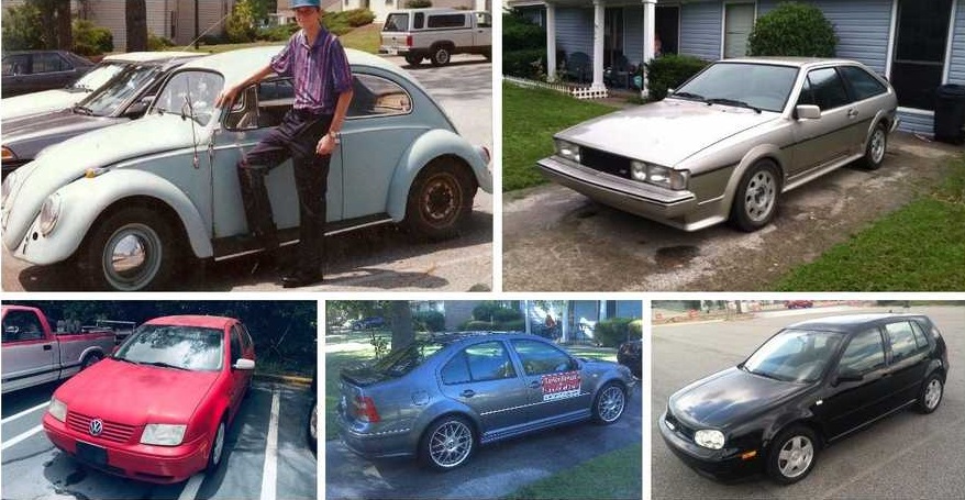 &Ocirc;ng Bryant chụp ảnh b&ecirc;n một số chiếc Volkswagen &ocirc;ng từng mua