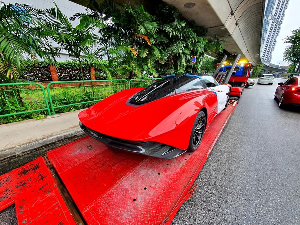 Si&ecirc;u xe 3 chỗ ngồi McLaren Speedtail ở Singapore c&oacute; m&agrave;u đỏ