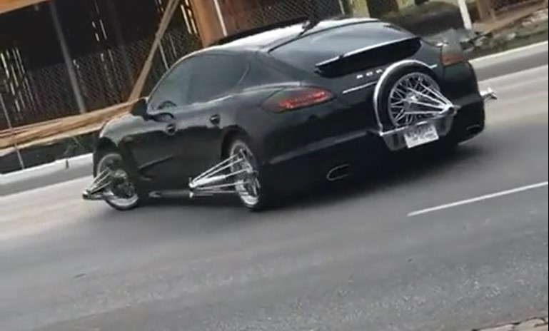 Chiếc Porsche Panamera lắp vành Swangas bị bắt gặp trên đường phố
