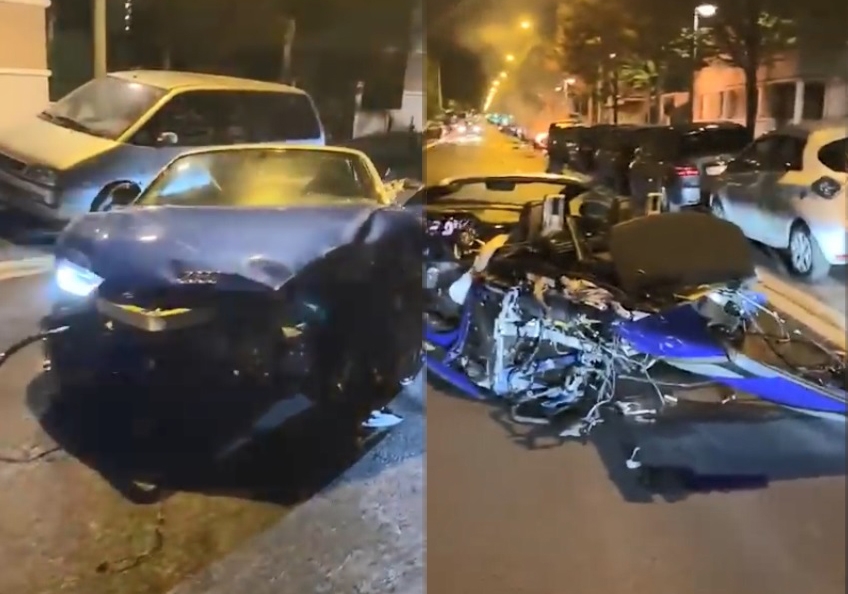 Thiệt hại của chiếc Audi R8 sau tai nạn liên hoàn với 13 xe khác
