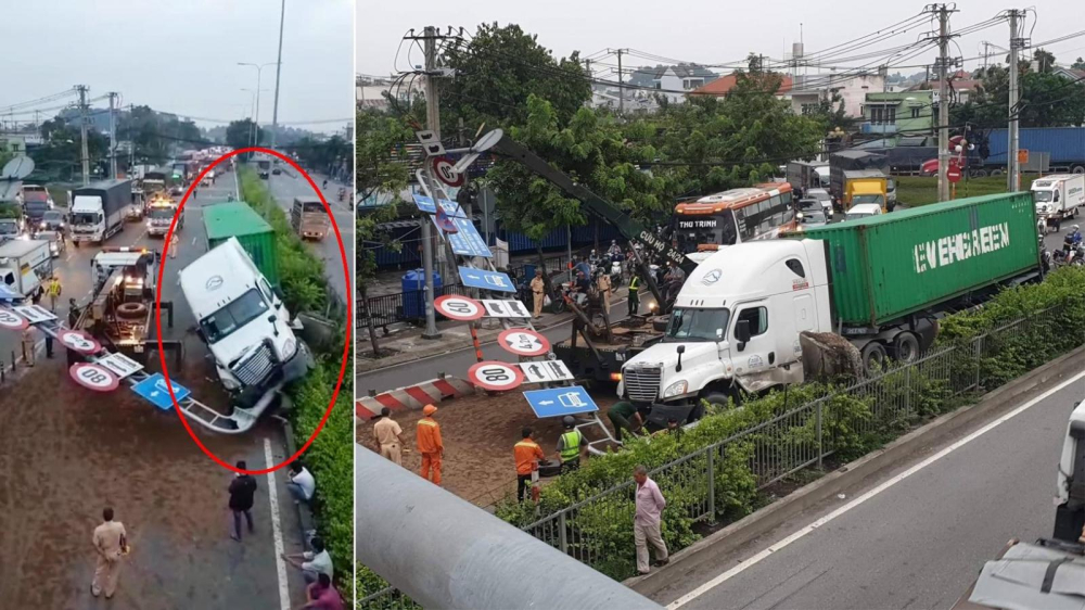 Vụ tai nạn này xảy ra vào lúc sáng sớm và nguyên nhân được cho là lái xe container buồn ngủ