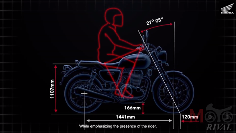 Dáng lái thẳng đầy thoải mái của Honda CB350 2021