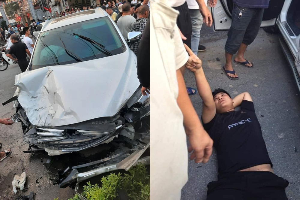 Thanh niên áo đen điều khiển chiếc ô tô Mazda CX-5 gây tai nạn liên hoàn