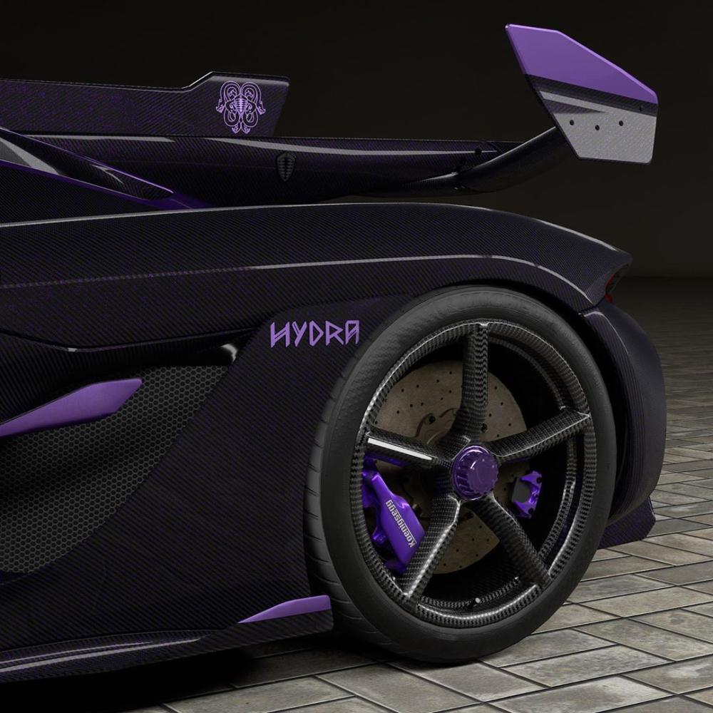 Cùm phanh của Koenigsegg Jesko Hydra cũng được sơn màu tím