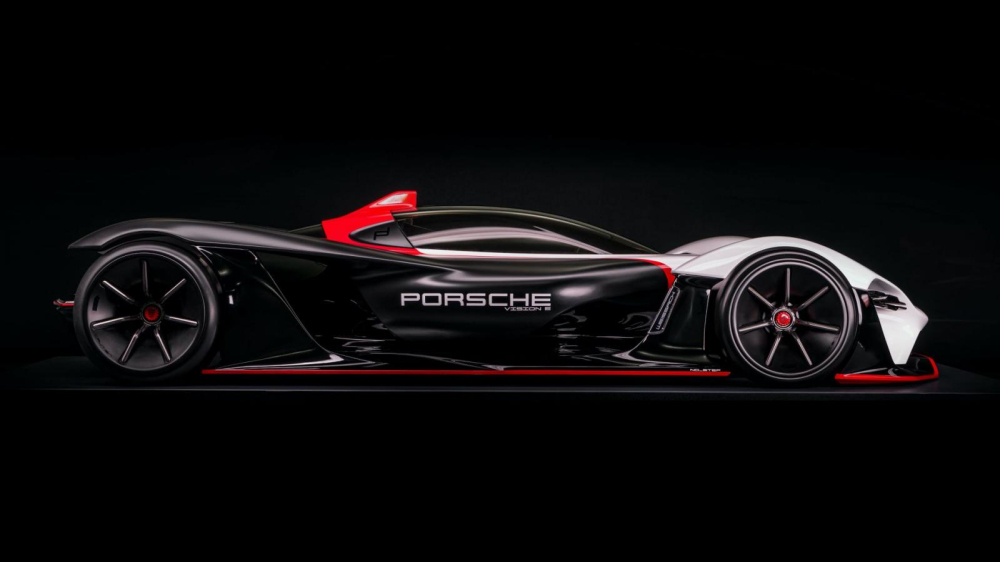 Phía bên sườn của Porsche Vision E Phía bên sườn của Porsche Vision E