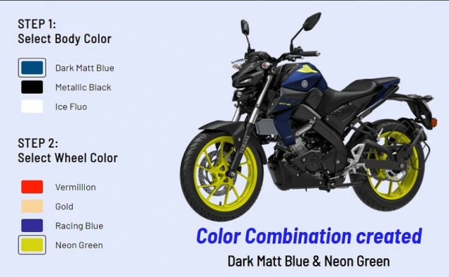 Loạt tùy chọn màu dành cho Yamaha MT-15 2021