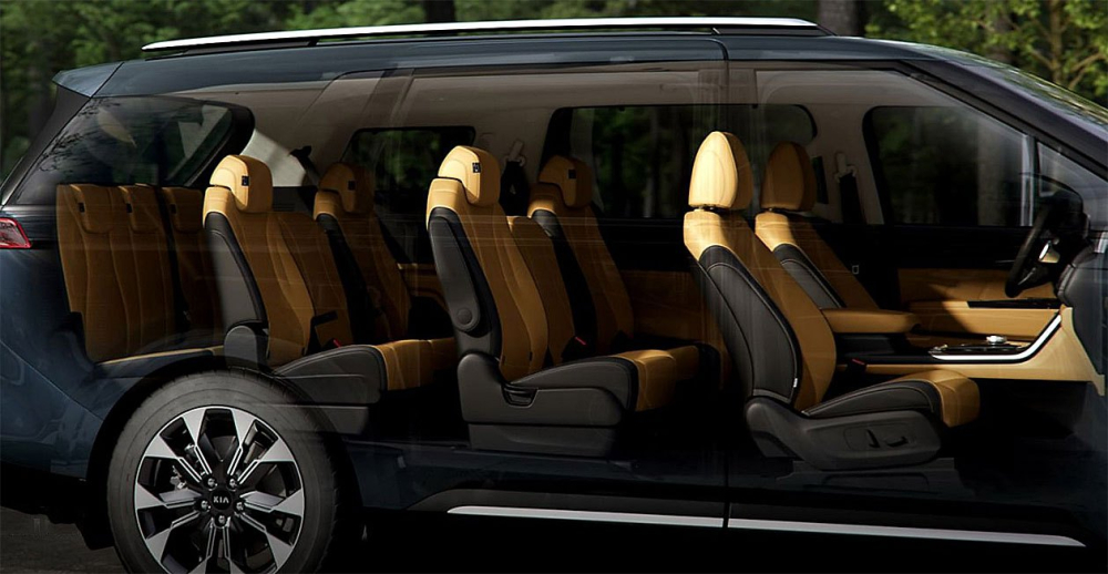 Nội thất 11 chỗ b&ecirc;n trong Kia Sedona 2021