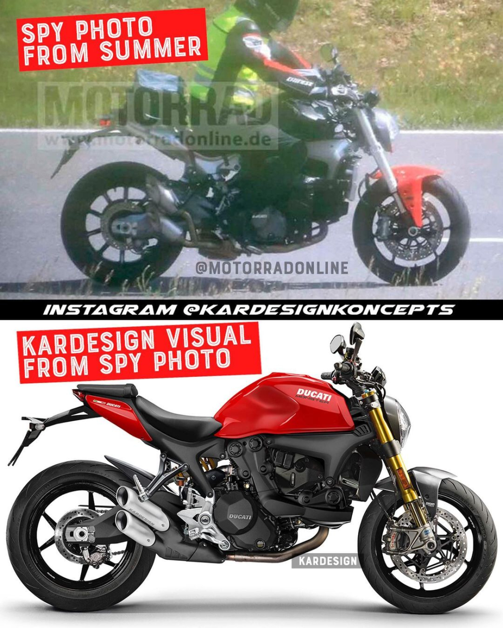 Thiết kế Ducati Monster 2021 dựa tr&ecirc;n xe chạy thử nghiệm