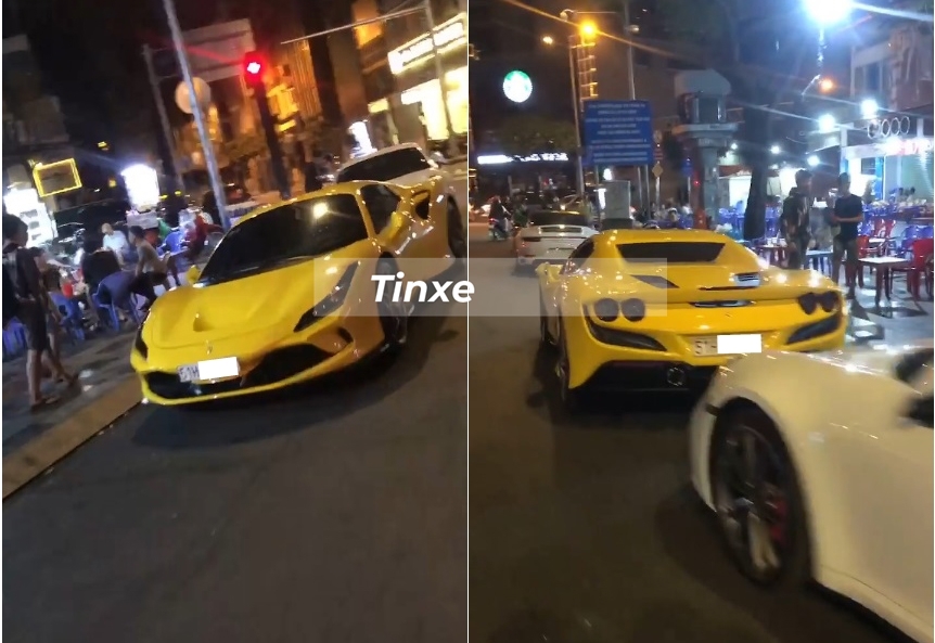 Si&ecirc;u xe mui trần Ferrari F8 Spider đỗ giữa cặp đ&ocirc;i Porsche 911