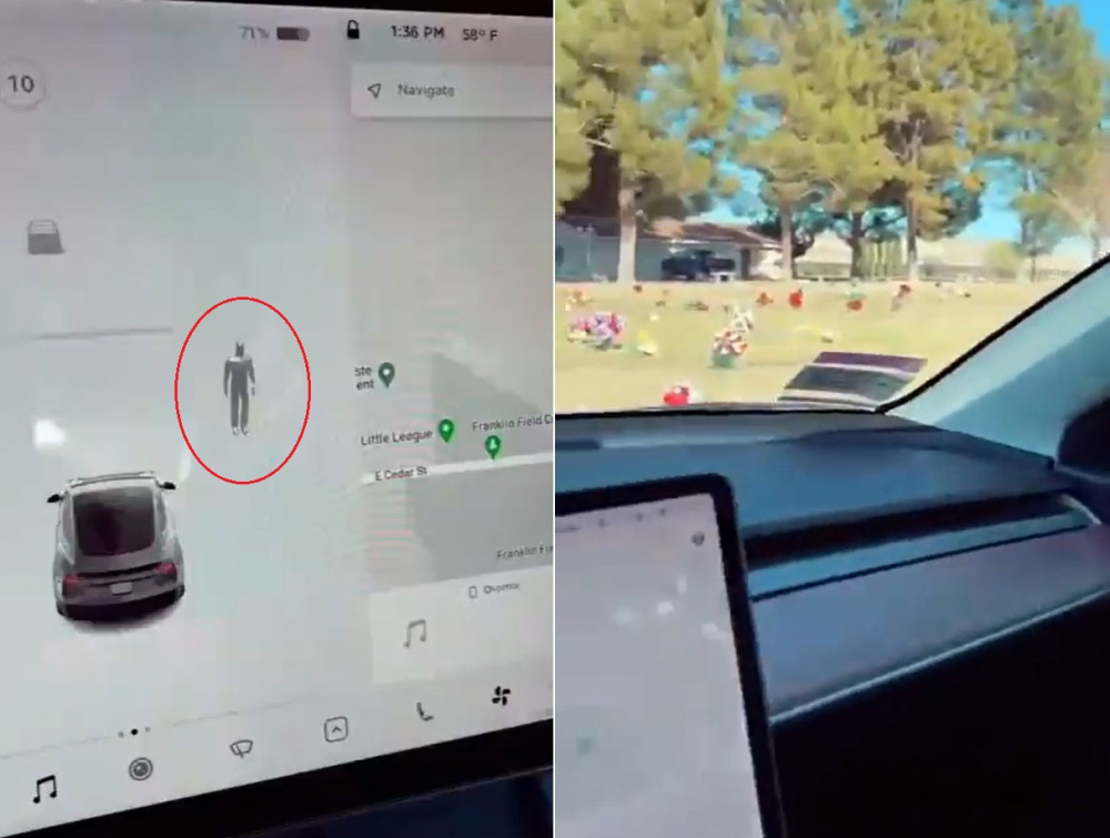 Bên ngoài không có ai nhưng chiếc Tesla lại phát hiện ra người/thực thể chuyển động