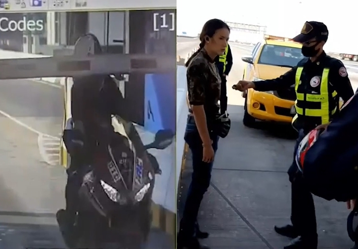 Sau đó còn tông gãy thanh chắn ở trạm thu phí và chỉ chịu dừng lại ở trạm thu phí tiếp theo