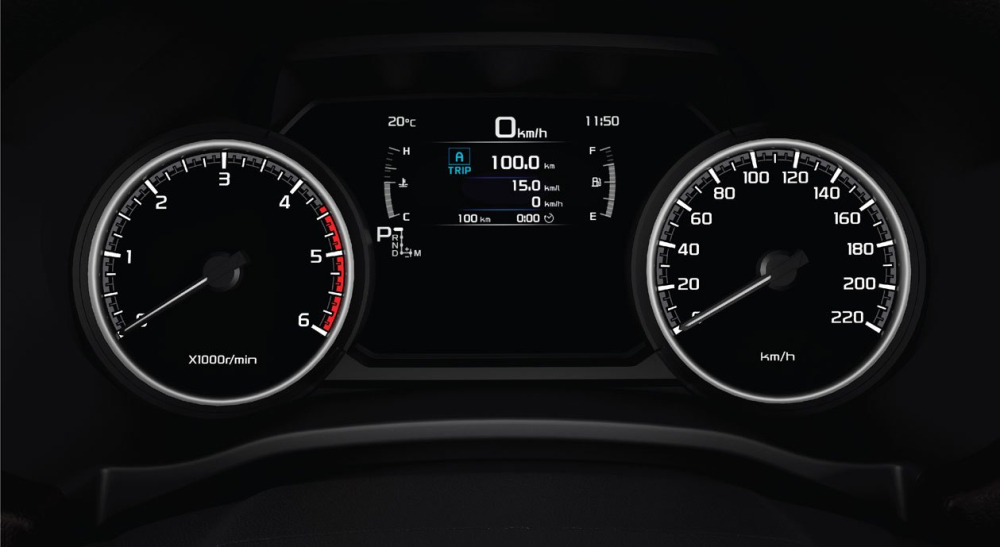 Bảng đồng hồ với màn hình màu đa thông tin của Mazda BT-50 2021