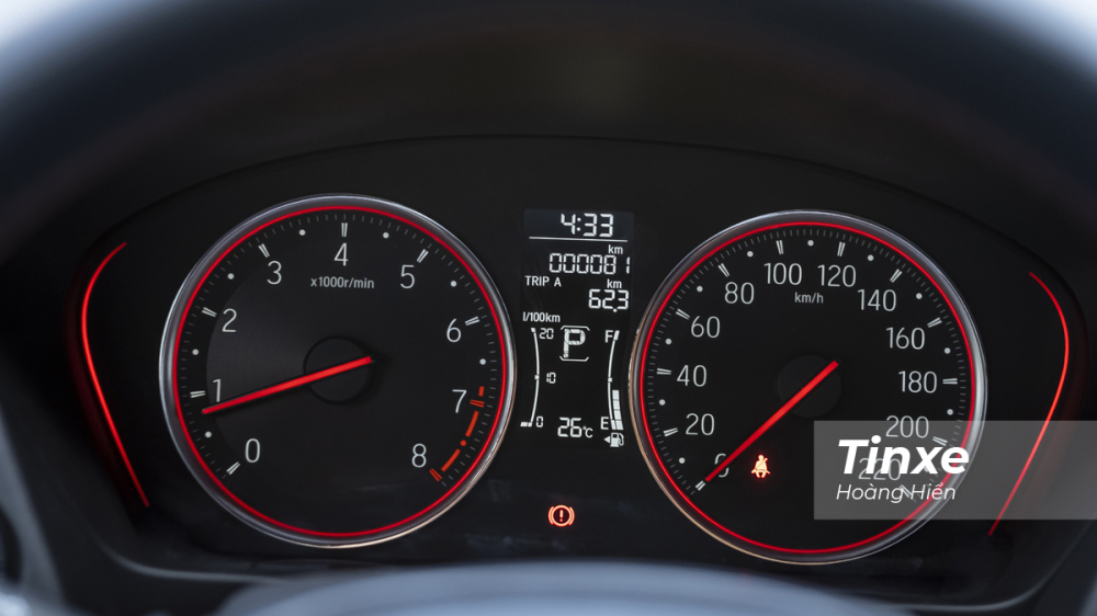 Đồng hồ cơ tích hợp màn hình điện tử phía sau vô-lăng Honda City 2021.