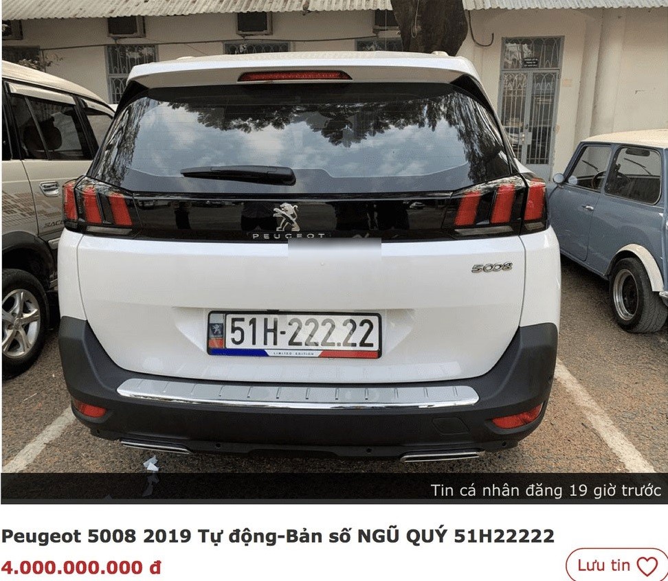 Chiếc xe Peugeot 5008 với biển số ngũ quý 2 được rao bán tới 4 tỷ đồng vào năm 2019