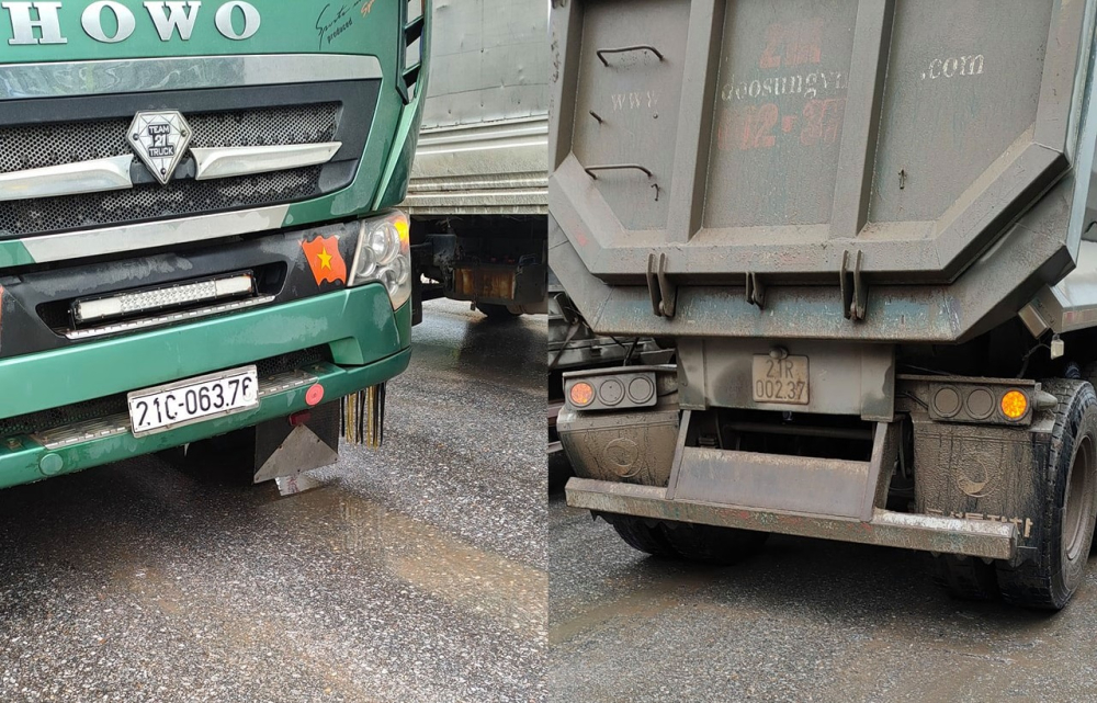 Chiếc xe đầu kéo tại hiện trường vụ tai nạn
