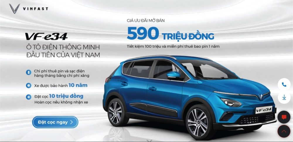 VinFast VF e34 còn là mẫu xe đầu tiên ở thị trường Việt Nam có chế độ bảo hành 10 năm.