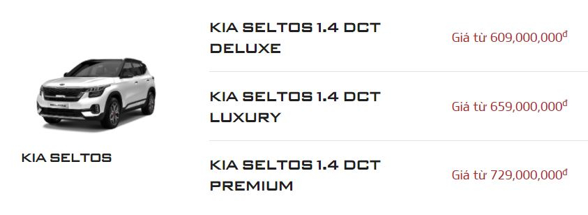 Bảng gi&aacute; Kia Seltos tr&ecirc;n website của Kia Việt Nam đ&atilde; được điều chỉnh tăng 10 triệu đồng cho cả 3 phi&ecirc;n bản.