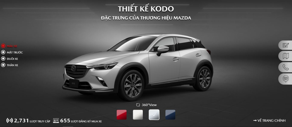 Mazda CX-3 sẽ có 4 lựa chọn màu sắc gồm: đỏ, trắng, xám và xanh dương.