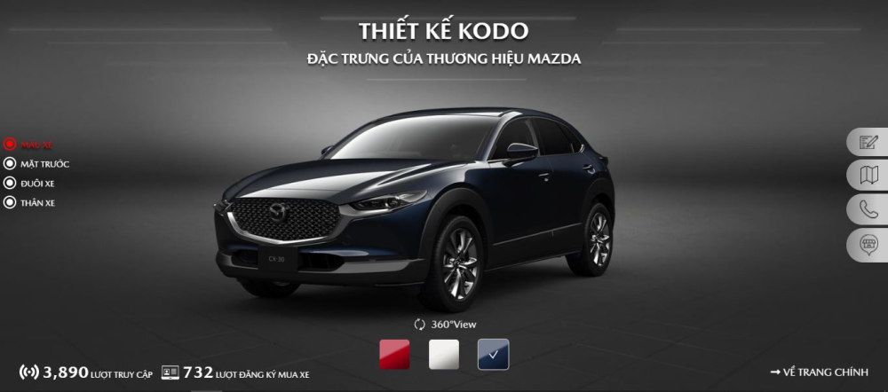 Mazda CX-30 chỉ có 3 màu: đỏ, trắng và xanh dương.