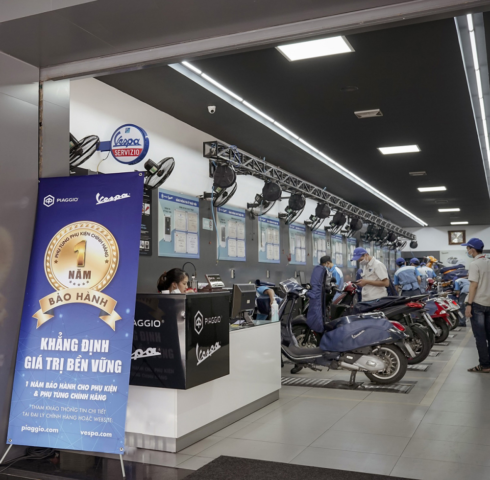 Phụ tùng, phụ kiện chính hãng sẽ được bảo hành 1 năm là điểm mới trong chính sách hậu mãi của Piaggio Việt Nam.