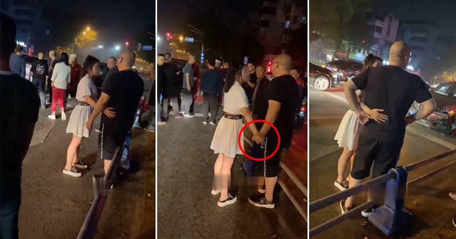 Cô gái liên tục có những cử chỉ thân mật với nam tài xế