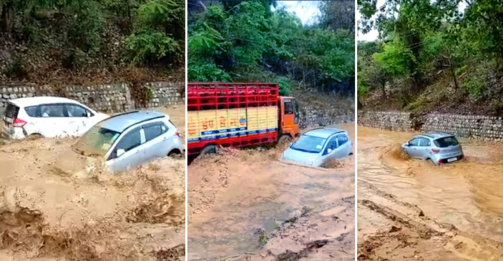 Chiếc &ocirc; t&ocirc; Hyundai Grand i10 vượt qua đường ngập nước s&acirc;u khiến ai cũng phải kinh ngạc