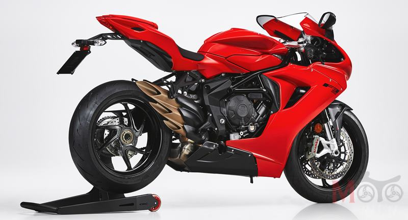 Bộ gắp đơn, m&acirc;m lớn c&ugrave;ng lon p&ocirc; đặc trưng của MV Agusta F3 800