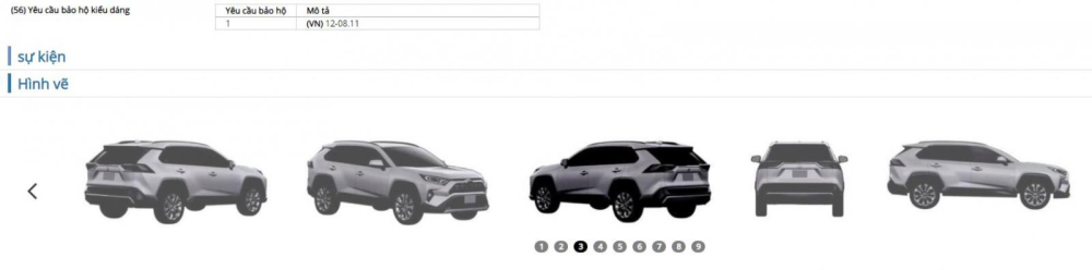 Toyota RAV4 đ&atilde; được cấp bằng bảo hộ kiểu d&aacute;ng từ năm 2019.