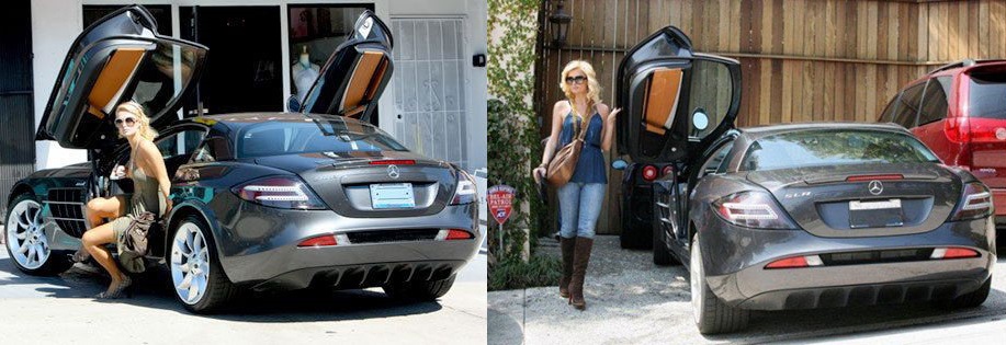 Paris Hilton tưng thường xuyên cầm lái chiếc siêu xe Mercedes-Benz SLR McLaren của mình