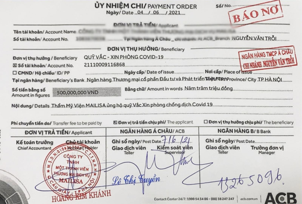  Đến ng&agrave;y 4 th&aacute;ng 6 Ho&agrave;ng Kim Kh&aacute;nh c&ugrave;ng vợ cũng đ&atilde; ủng hộ 500 triệu đồng cho Quỹ vắc xin ph&ograve;ng chống COVID-19 