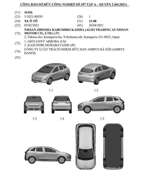 Mẫu xe được đăng ký bản quyền kiểu dáng công nghiệp tại Việt Nam hóa ra là Nissan Note Aura 2022