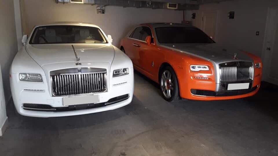Rolls-Royce Ghost Series II của b&agrave; Phương Hằng c&ugrave;ng chiếc Rolls-Royce Wraith m&agrave;u trắng hiện đ&atilde; d&aacute;n đổi m&agrave;u sang hồng