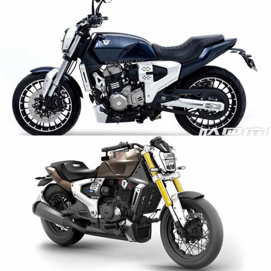 So sánh giữa mẫu xe Trung Quốc (trên) và phiên bản xe lai TVS Zeppelin (dưới)