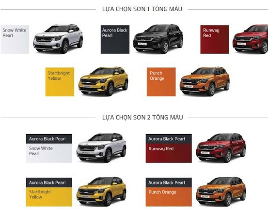 Bảng màu xe Kia Seltos Bảng màu xe Kia Seltos