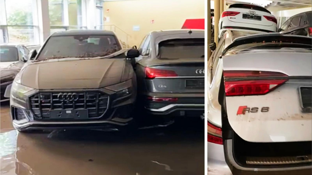 Sau khi nước rút đi, những chiếc Audi này đã bị hỏng nặng