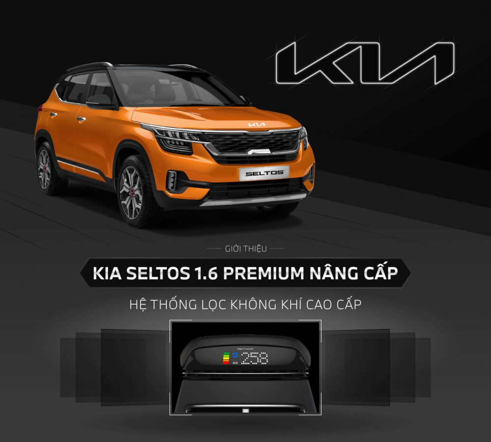 Kia Seltos 1.6 Premium l&agrave; mẫu xe đầu ti&ecirc;n được trang bị logo mới tại Việt Nam.