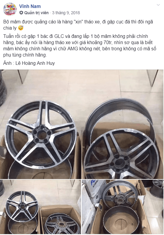 Bộ mâm AMG cho Mercedes-Benz GLC được quảng cáo là “hàng tháo xe” có giá 70 triệu đồng thực chất là phụ tùng giả