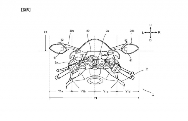 Đèn báo hiển thị được tích hợp vào gương xe mô tô phân khối lớn Yamaha