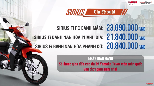 Gi&aacute; b&aacute;n ch&iacute;nh thức của Yamaha Sirius FI mới