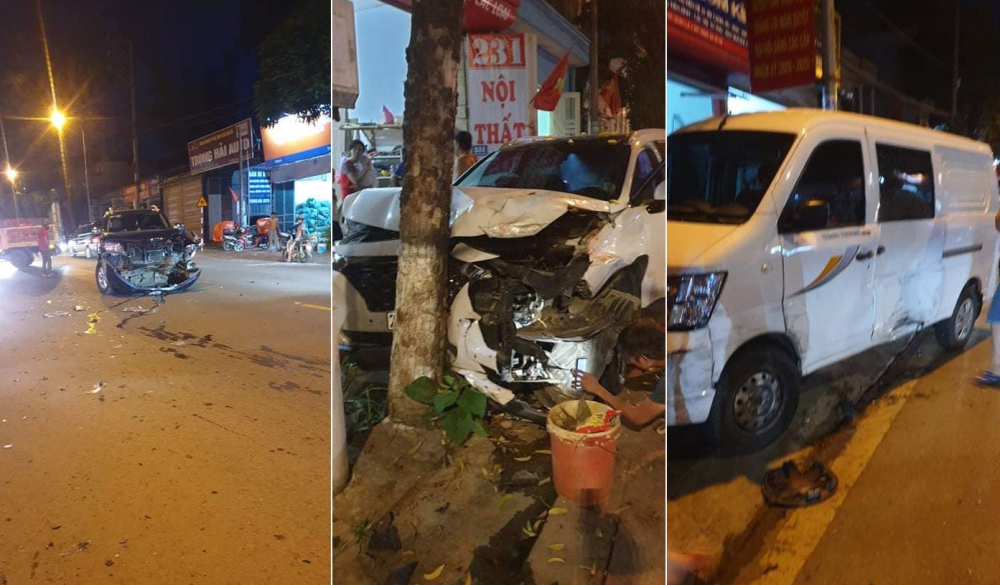 3 chiếc &ocirc; t&ocirc; bị hư hỏng tại hiện trường vụ tai nạn li&ecirc;n ho&agrave;n