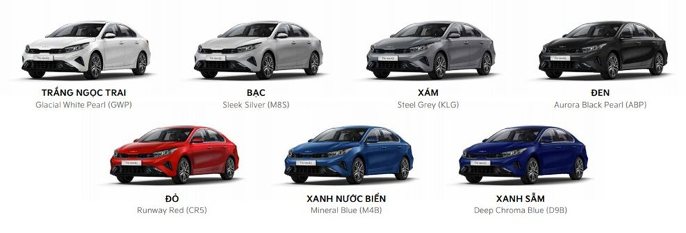 M&agrave;u sắc t&ugrave;y chọn của KIA K3