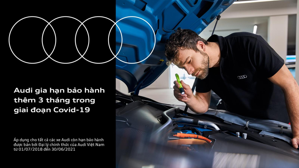 Audi Việt Nam gia hạn th&ecirc;m 3 th&aacute;ng bảo h&agrave;nh nhằm hỗ trợ kh&aacute;ch h&agrave;ng trước dịch virus Covid-19.