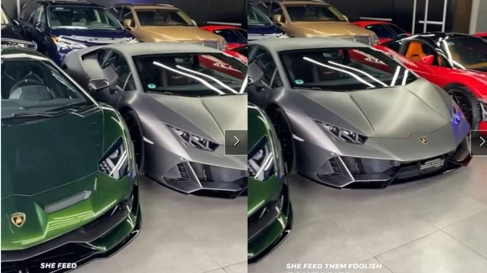 Chiếc si&ecirc;u xe Lamborghini Huracan EVO đỗ cạnh Lamborghini Aventador SVJ