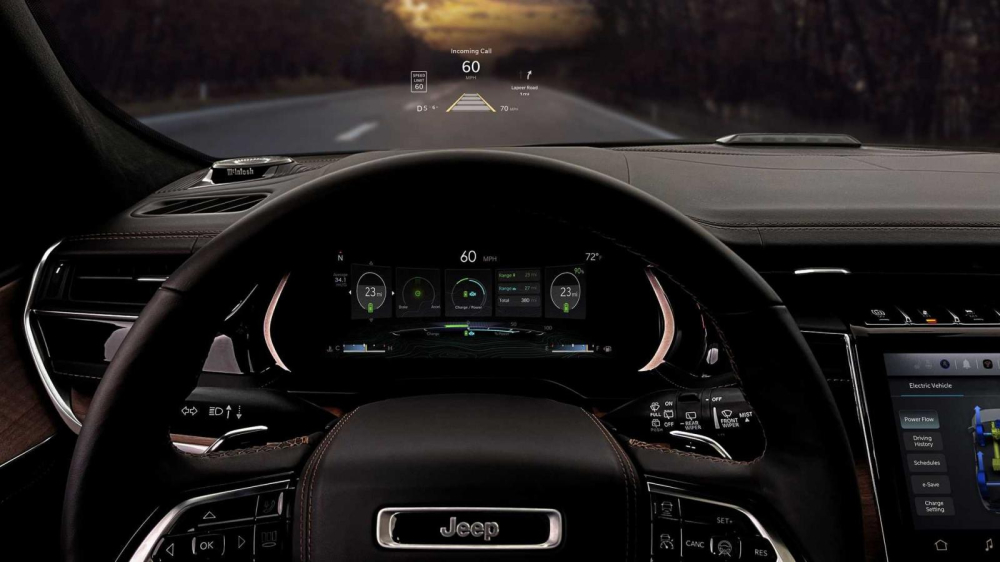 M&agrave;n h&igrave;nh hiển thị th&ocirc;ng tin k&iacute;nh l&aacute;i của Jeep Grand Cherokee 2022