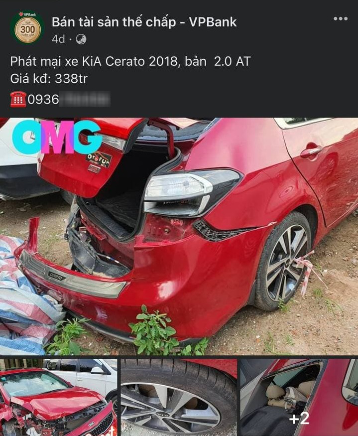 Chiếc Kia Cerato bị tai nạn được ng&acirc;n h&agrave;ng ph&aacute;t mại với gi&aacute; 338 triệu đồng