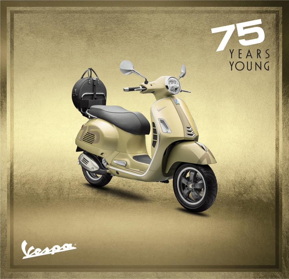 Vespa GTS 300 HPE phiên bản đặc biệt kỷ niệm 75 năm. Vespa GTS 300 HPE phiên bản đặc biệt kỷ niệm 75 năm.