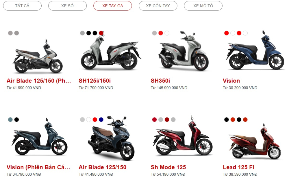Các dòng xe ga Honda Việt Nam Các dòng xe ga Honda Việt Nam