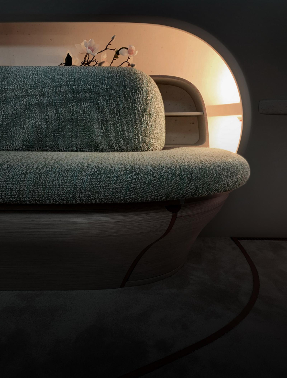 Ghế này của Hyundai SEVEN thì có thiết kế như sofa